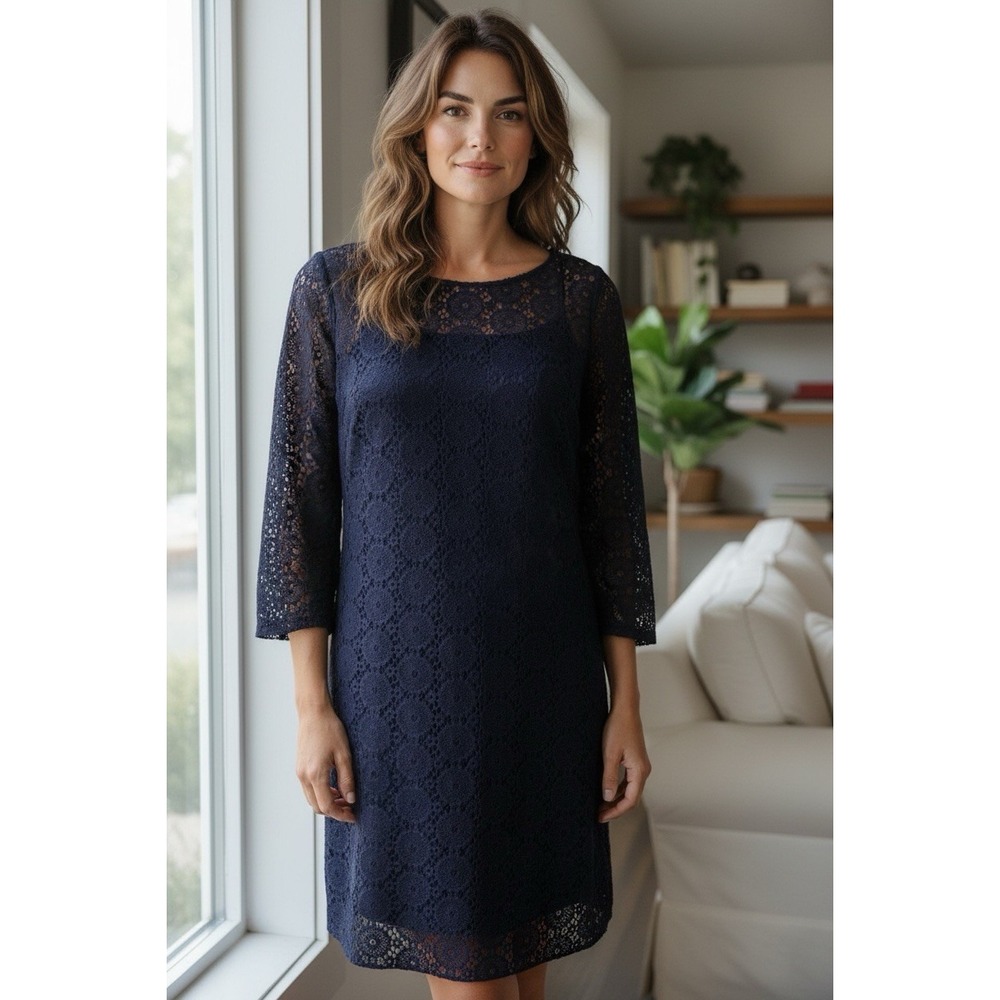 Lilly Pulitzer Breakers Lace Topanga Dress Size Small Bell Sleeve Low Back Short